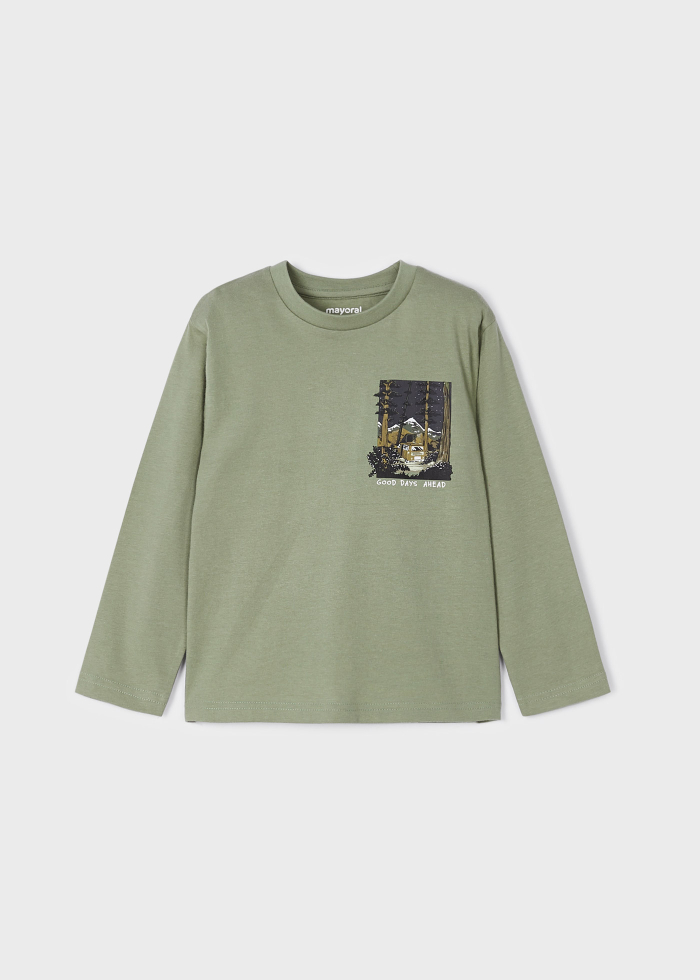 деталь Long sleeve T-shirt with print for a boy ECOFRIENDS